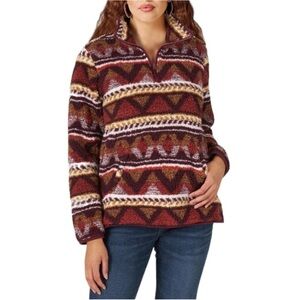 Wrangler Women’s Retro Western Vintage 1/4 Zip Sherpa Pullover Oversized